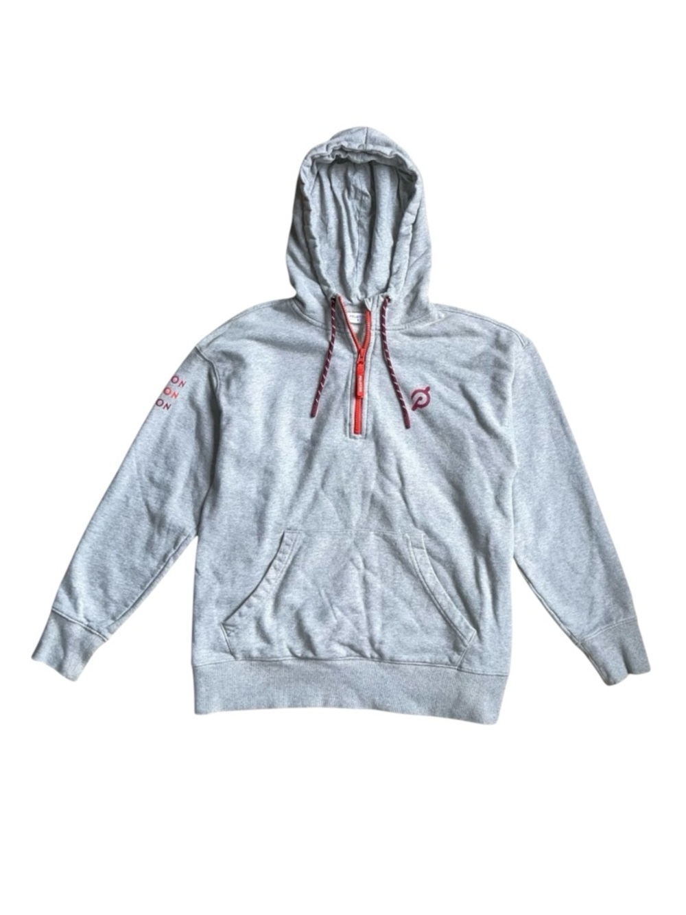 Peloton Grey Half-Zip Hoodie Sweatshirt Men’s Small Kangaroo Pocket‎ Logo